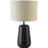 Lampe à poser manguier antique abat-jour en tissu beige TOSCA