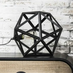 Lampe à poser métal noir forme hexagonale 41cm TRIBECA
