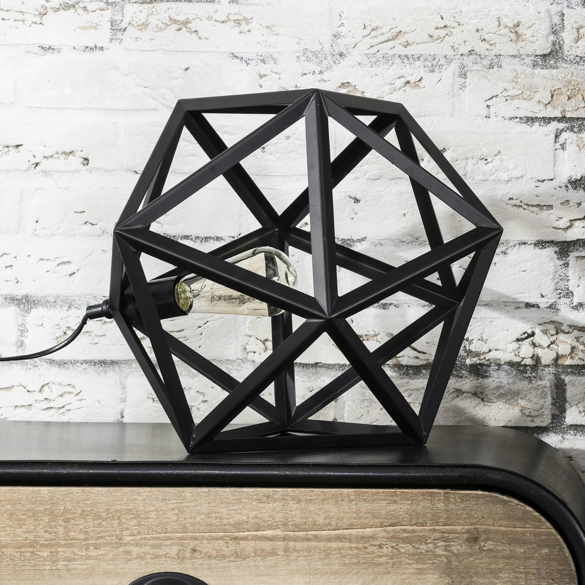 Lampe à poser métal noir forme hexagonale 41cm TRIBECA