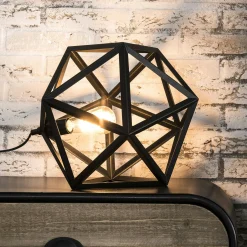 Lampe à poser métal noir forme hexagonale 41cm TRIBECA