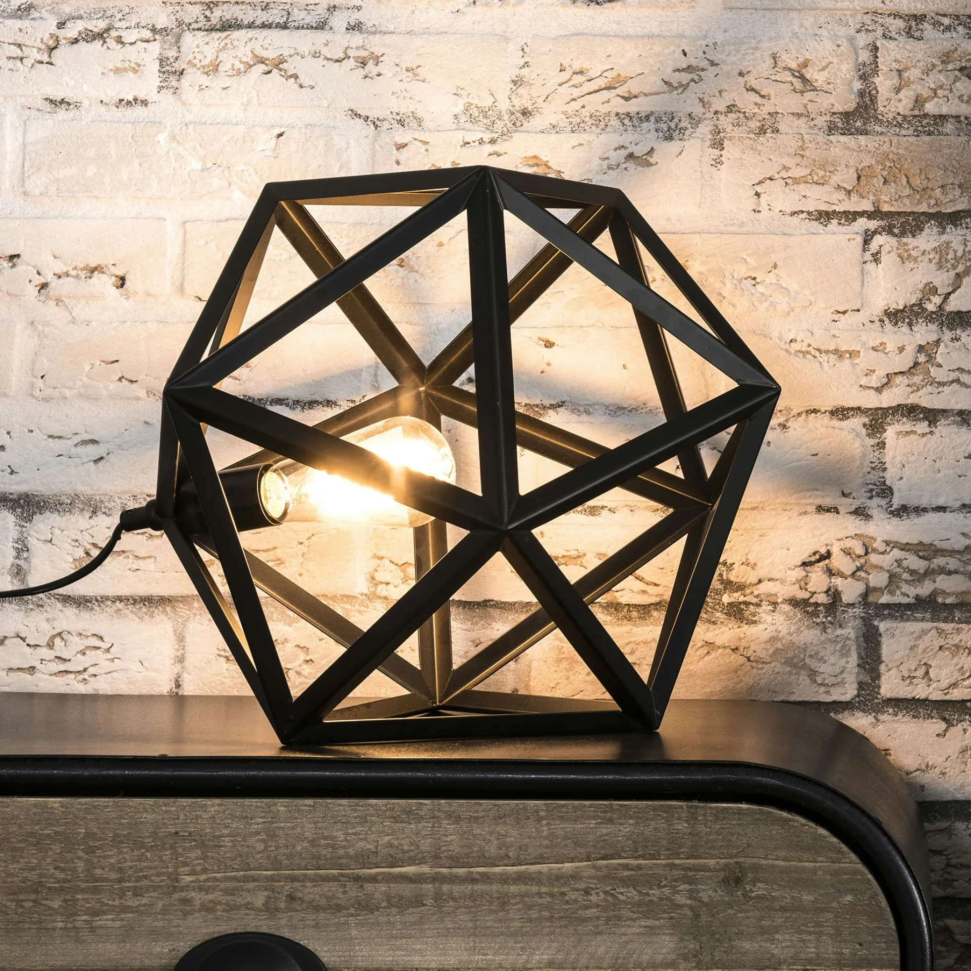 Lampe à poser métal noir forme hexagonale 41cm TRIBECA