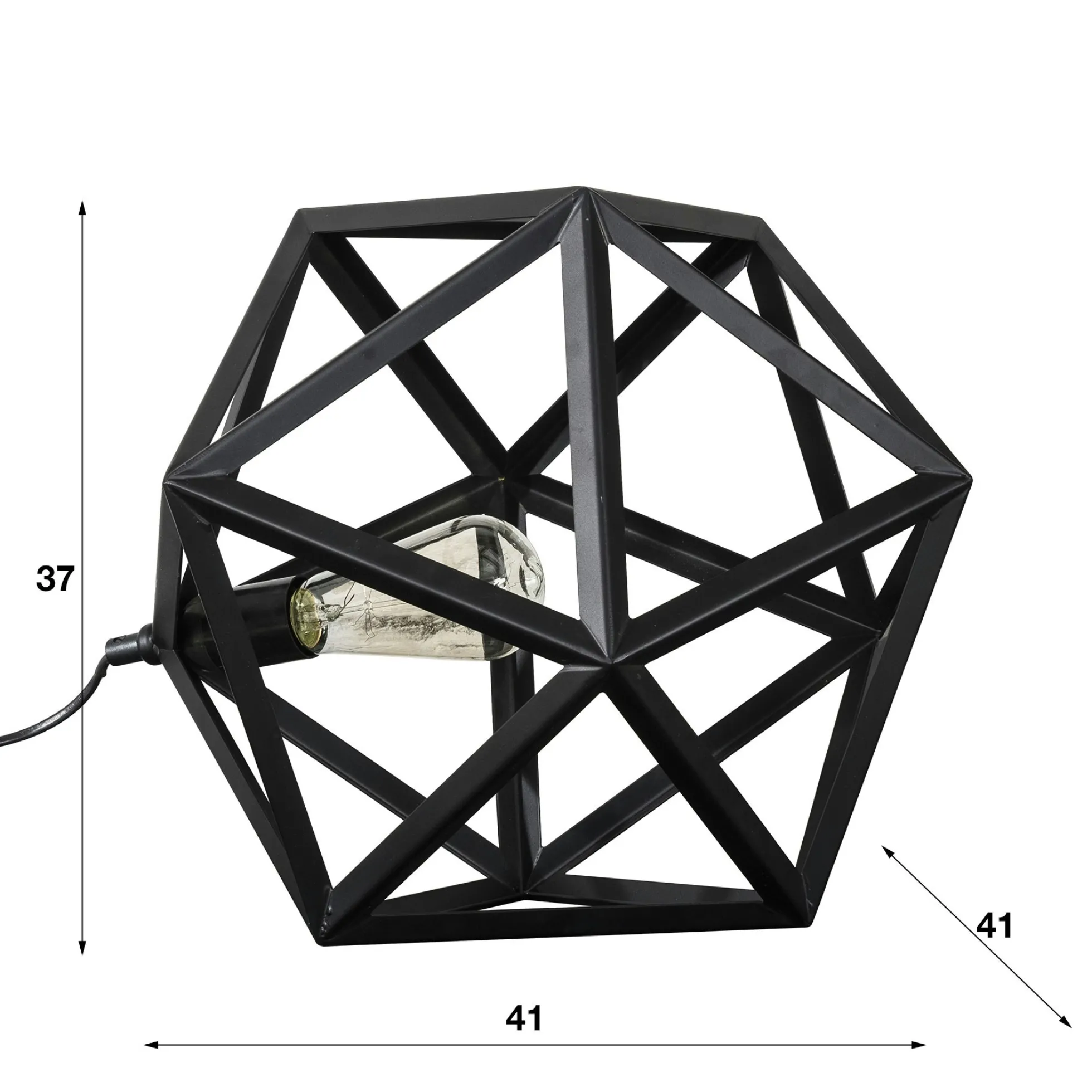 Lampe à poser métal noir forme hexagonale 41cm TRIBECA