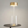 Lampe rechargeable dorée avec vase en verre design ALMA