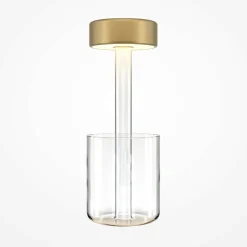 Lampe rechargeable dorée avec vase en verre design ALMA