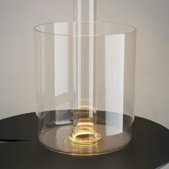 Lampe rechargeable dorée avec vase en verre design ALMA