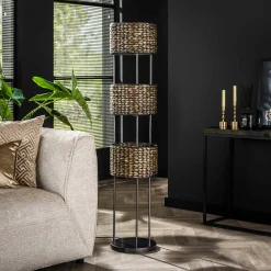 Lampe sur pied en jacinthe d'eau 3 abat-jour TASMANIE