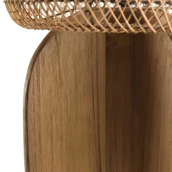 Lampe 38x38cm en rotin couleur naturelle et bois de teck recyclé SWING