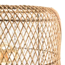 Lampe 38x38cm en rotin couleur naturelle et bois de teck recyclé SWING