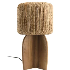Lampe 30x30cm en rotin couleur naturelle et bois de teck recyclé SWING