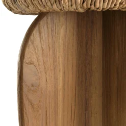 Lampe 30x30cm en rotin couleur naturelle et bois de teck recyclé SWING