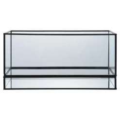 Lanterne bougeoir en verre/métal noir - forme rectangulaire