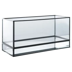 Lanterne bougeoir en verre/métal noir - forme rectangulaire