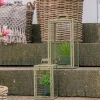 Lanterne décorative à poignée en métal beige et verre (lot de 2)