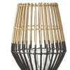 Lanterne / Photophore forme Trapèze en osier ajouré bi-tons noir et naturel D27xH34cm