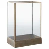Lanterne vintage verre et métal gravé, forme rectangulaire