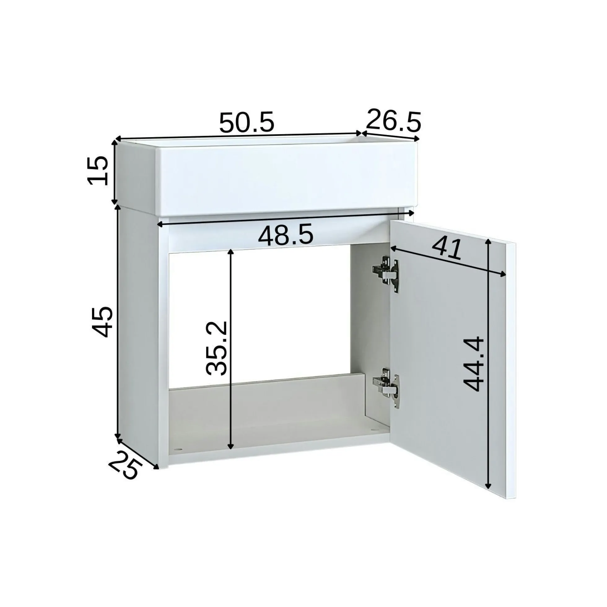 Lave-mains suspendu blanc 1 porte LUA