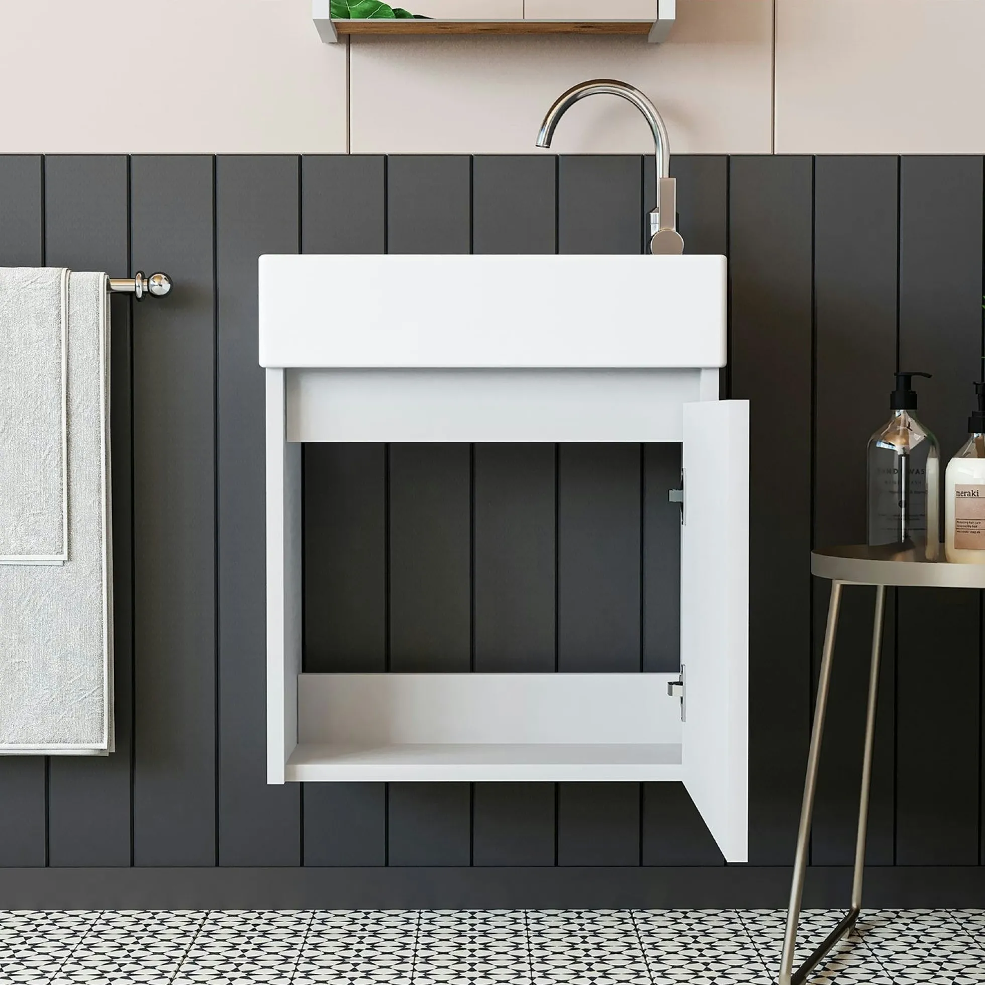Lave-mains suspendu blanc 1 porte LUA