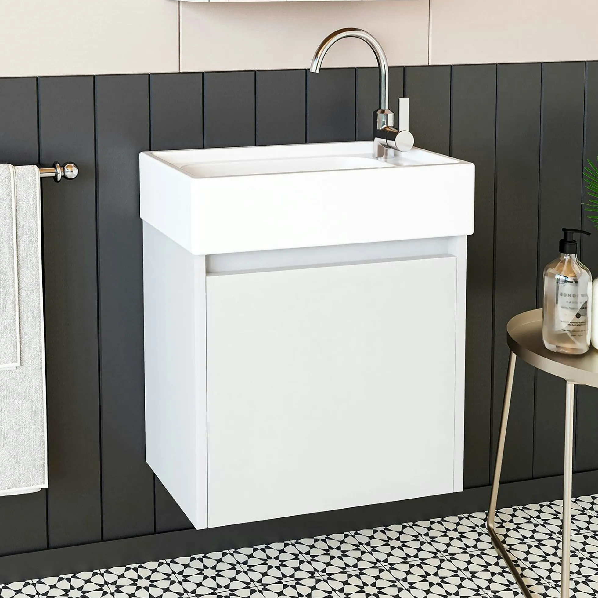 Lave-mains suspendu blanc 1 porte LUA
