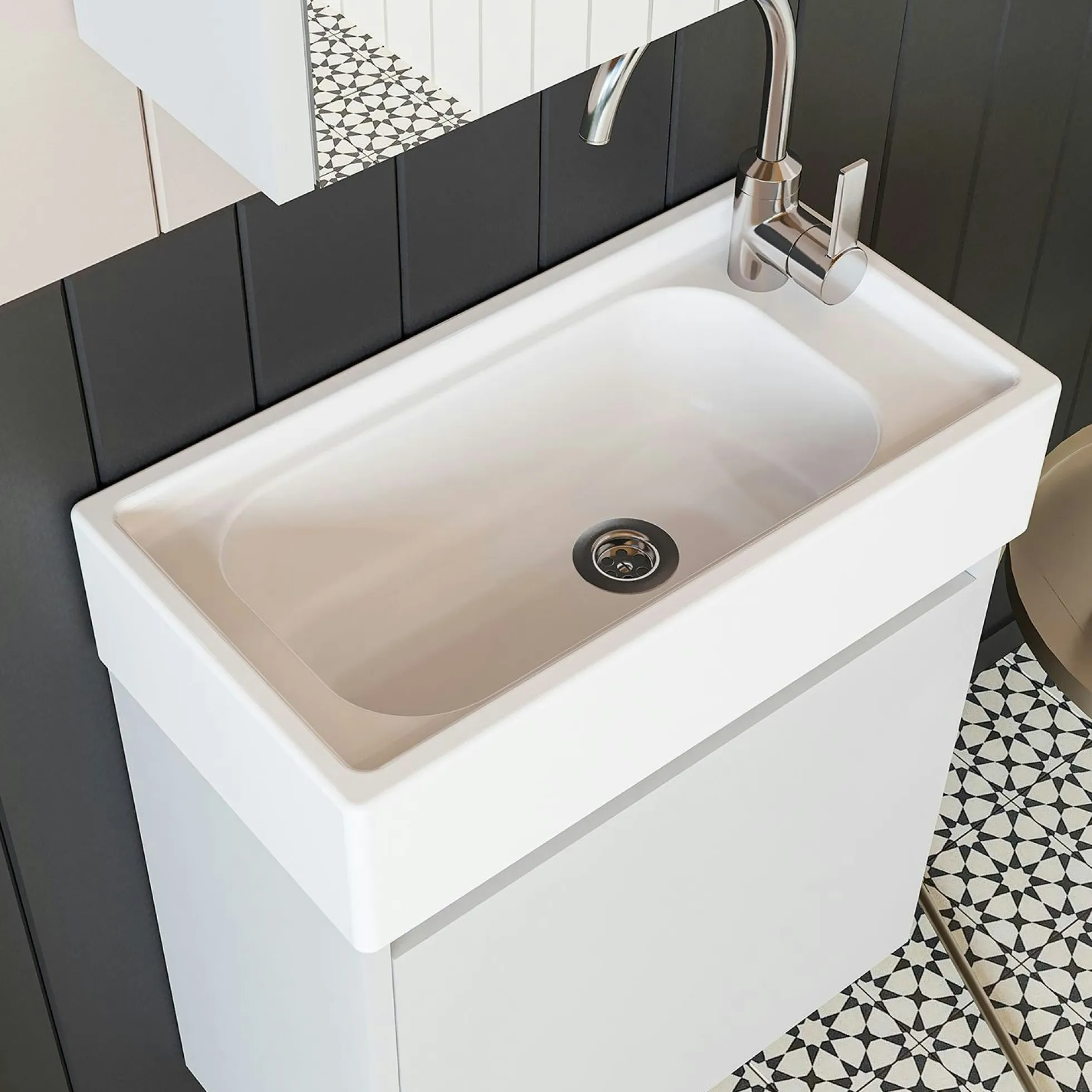 Lave-mains suspendu blanc 1 porte LUA
