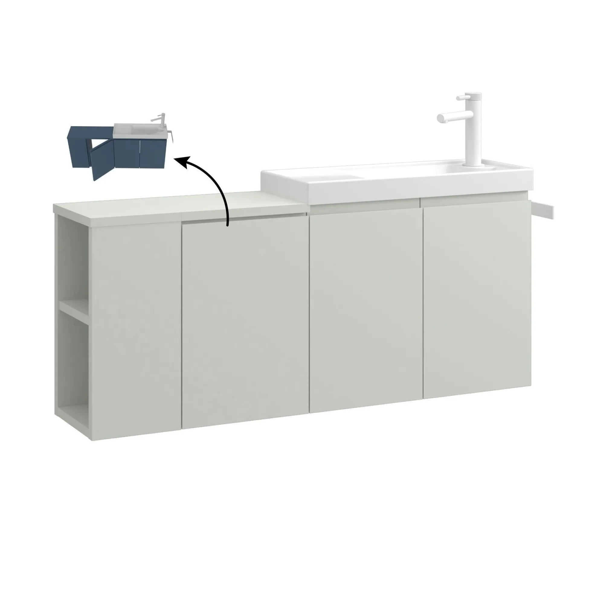 Lave-mains suspendu 110 cm cachemire 3 portes 2 niches IRIS
