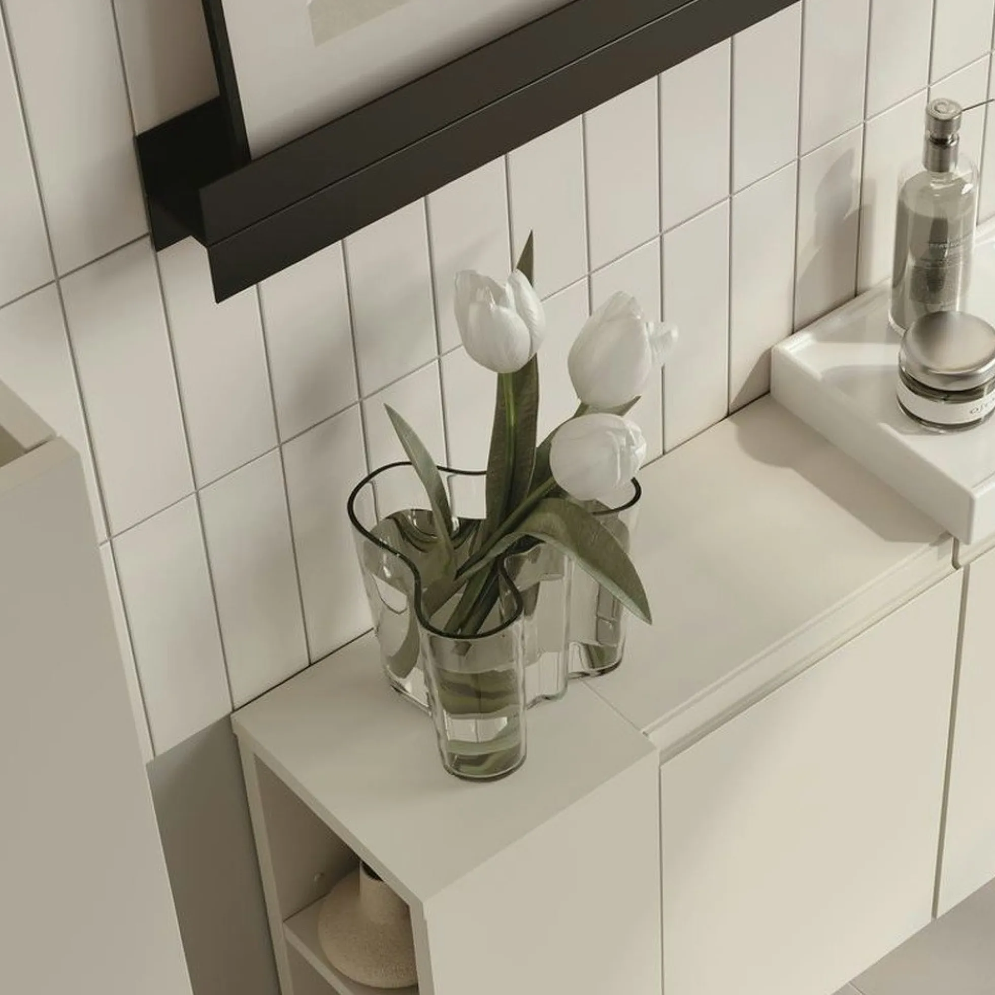 Lave-mains suspendu 110 cm cachemire 3 portes 2 niches IRIS