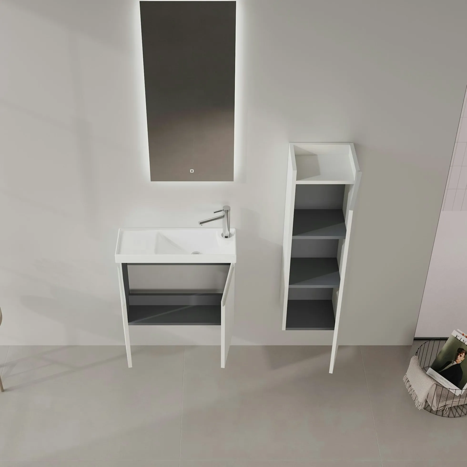 Lave-mains suspendu 60 cm cachemire 2 portes IRIS