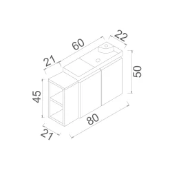 Lave-mains suspendu 80 cm gris 2 portes 2 niches IRIS