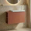 Lave-mains suspendu 80 cm rouge 2 portes 2 niches IRIS