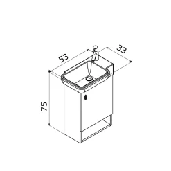 Lave-mains suspendu décor bois clair 1 porte 1 niche ONA