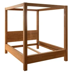 Lit baldaquin cadre 160 cm en bois – style naturel VERBIER