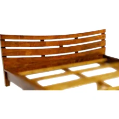 Lit 2 places couchage 140x190 avec tête de lit basse Hévéa 156x204x80cm NIAGARA