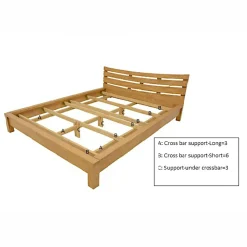 Lit 2 places couchage 140x190 avec tête de lit basse Hévéa 156x204x80cm NIAGARA
