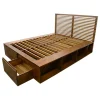 Lit 2 places Hévéa avec 2 tiroirs et 8 niches pour couchage 140x190 142x196x109cm NEW ORLEANS