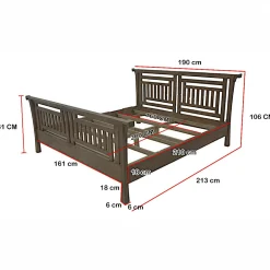 Lit 2 places Pagode Hévéa pour couchage 160x200 pieds évasés 190x213x106cm MAORI