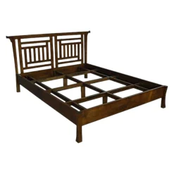 Lit 2 places Pagode Hévéa pour couchage 140x190 pieds évasés sans pied de lit 170x203x106cm MAORI