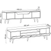 Long meuble TV 4 portes effet noyer pieds noirs 180 cm MARFA