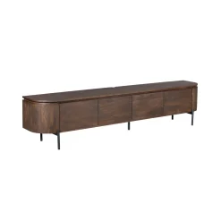 Long meuble TV suspendu bois foncé 240 cm AREZZO