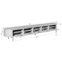 Long meuble TV suspendu bois foncé 280 cm AREZZO