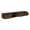 Long meuble TV suspendu bois foncé 3 tiroirs 1 niche 240 cm AERA
