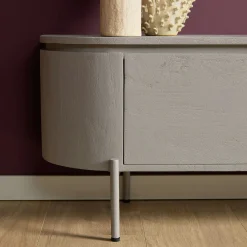 Long meuble TV suspendu bois gris 240 cm AREZZO