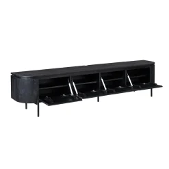Long meuble TV suspendu bois noir 240 cm AREZZO