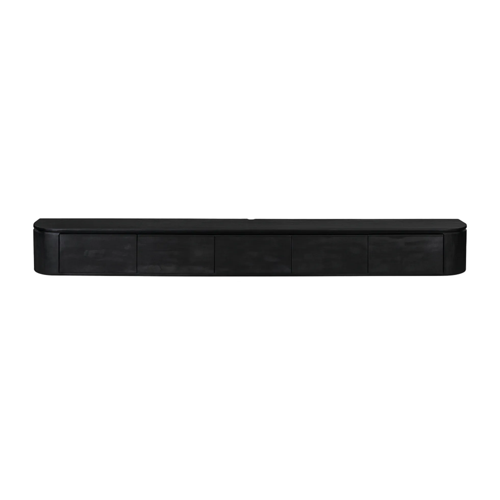 Long meuble TV suspendu bois noir 280 cm AREZZO