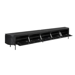 Long meuble TV suspendu bois noir 280 cm AREZZO