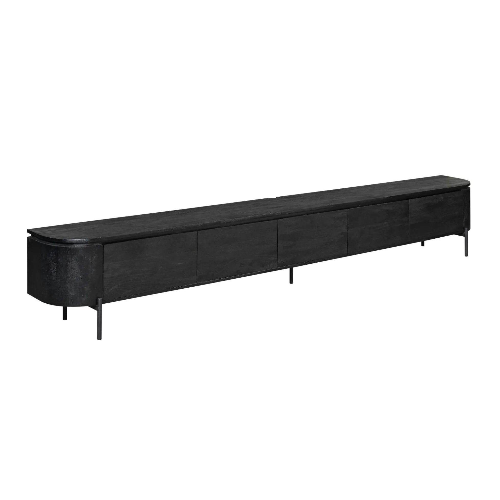 Long meuble TV suspendu bois noir 280 cm AREZZO