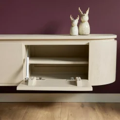 Long meuble TV suspendu bois sable 240 cm AREZZO