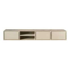 Long meuble TV suspendu bois sable 3 tiroirs 1 niche 280 cm AERA