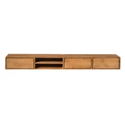 Long meuble TV suspendu bois 3 tiroirs 1 niche 280 cm AERA