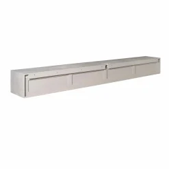 Long meuble TV suspendu bois taupe 3 tiroirs 1 niche 280 cm AERA