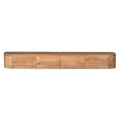 Long meuble TV suspendu en bois, bords arrondis 240 cm AREZZO
