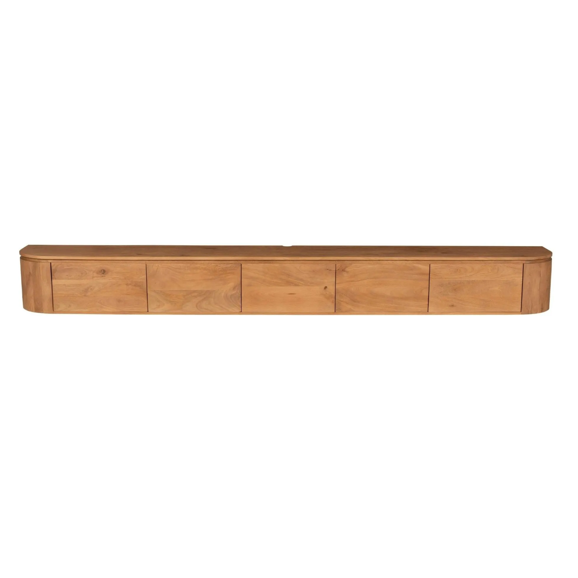 Long meuble TV suspendu en bois, bords arrondis 280 cm AREZZO